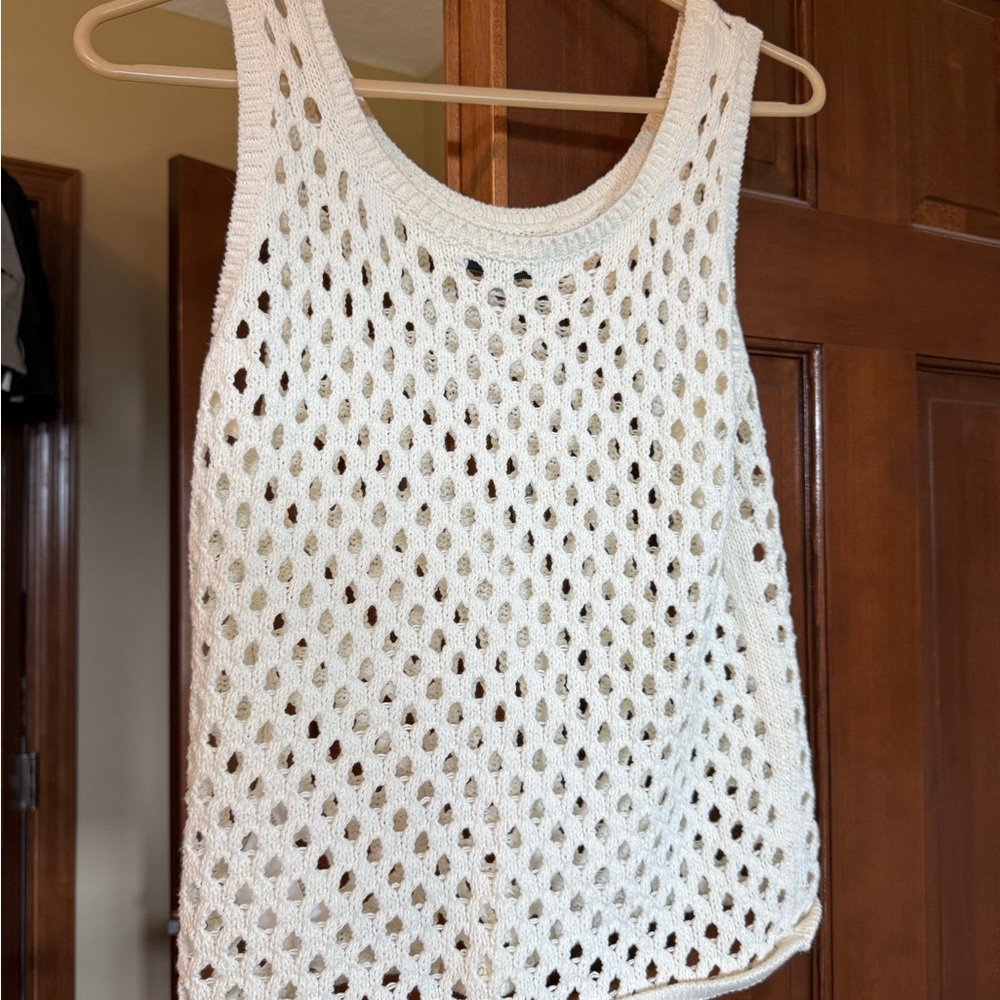 Madewell Ivory Crochet Tank Top